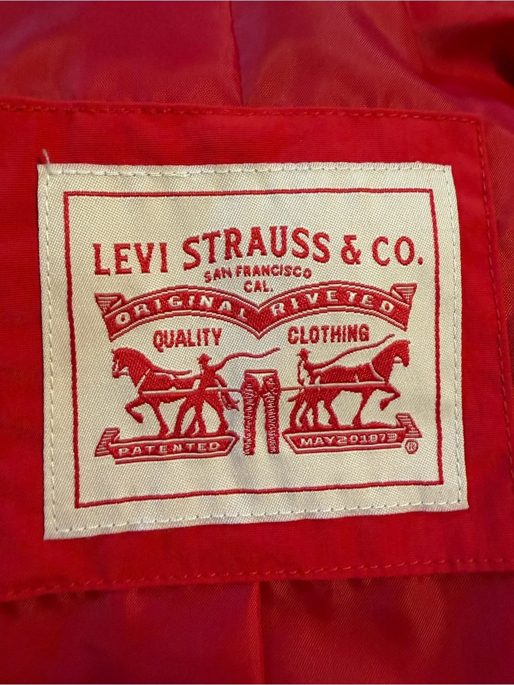 Levi's Red Bomber Jacket with White Trim Size Small